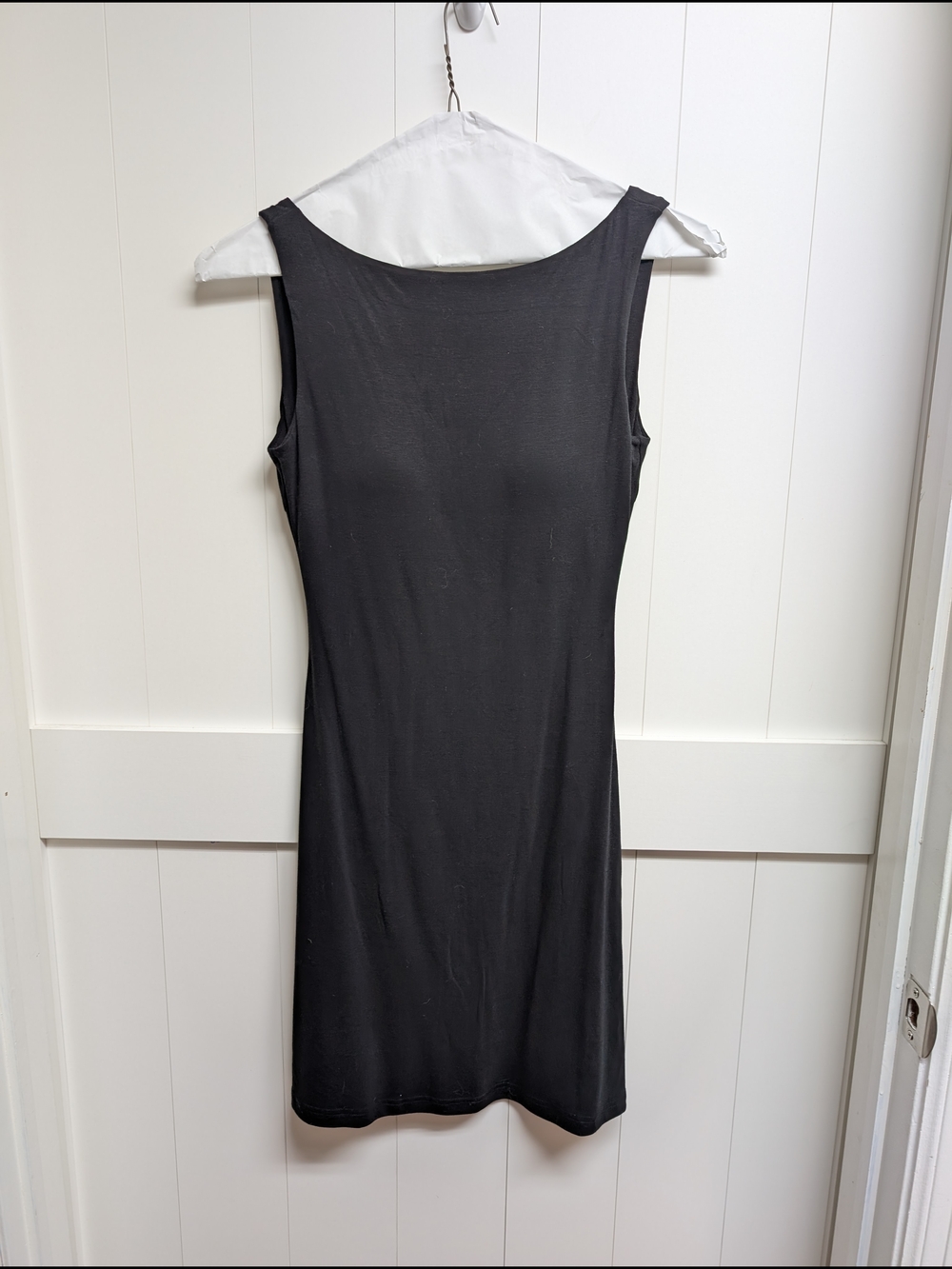 OGL Low Back Sleeveless Black Mini Sheath Dress